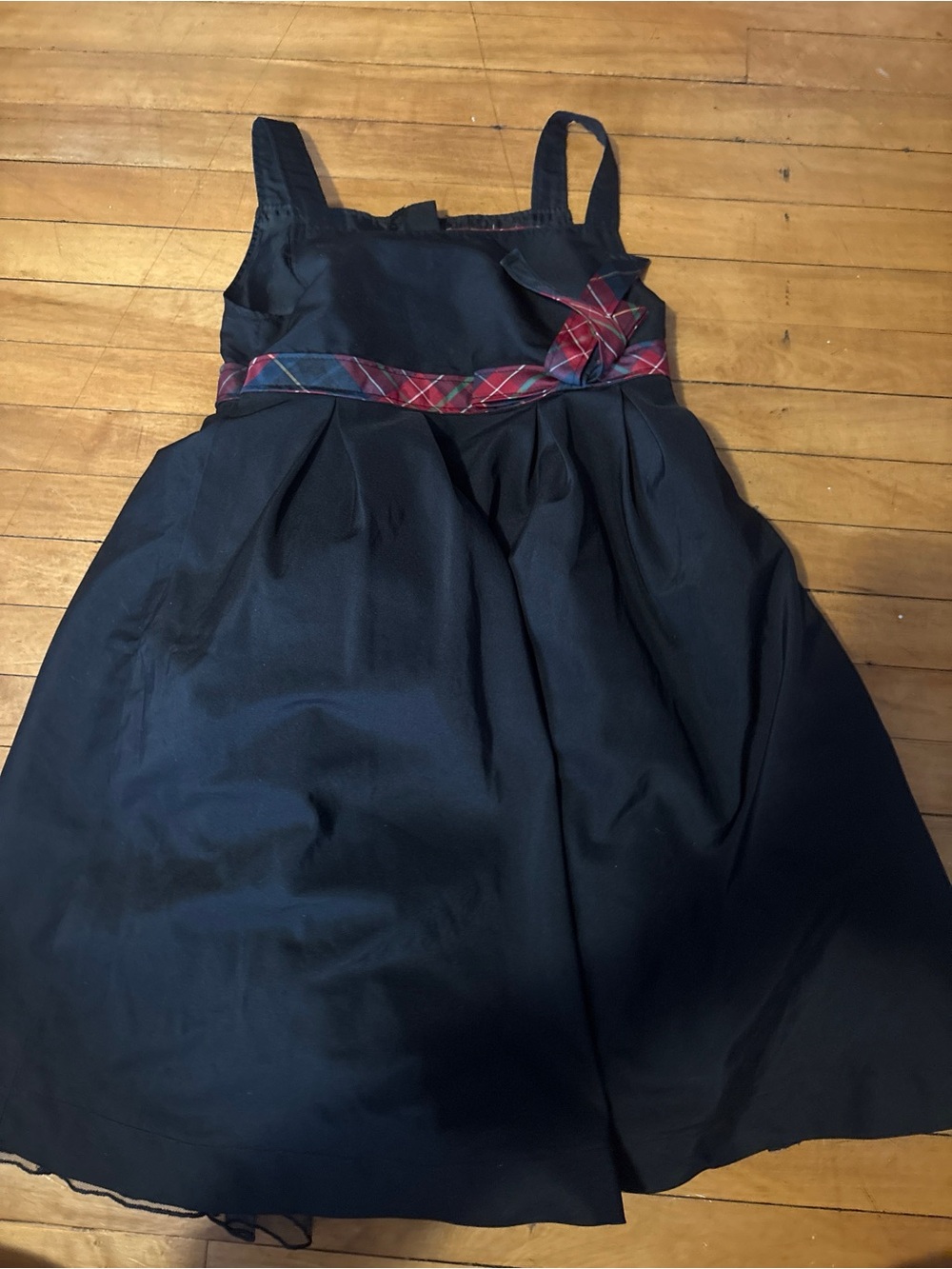 GAP Navy Dress with Red Plaid Waist Sash